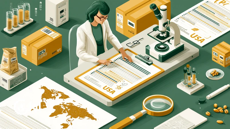 چک‌لیست انطباق با استانداردهای EU و FDA برای صادرات مواد غذایی ایران همراه با نتایج آزمون MRL و افلاتوکسین، بسته‌بندی صادراتی و اسناد نظارتی.