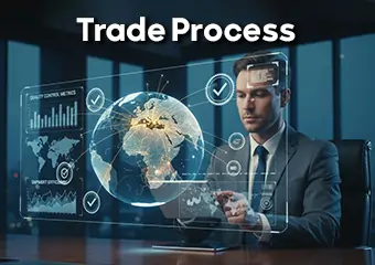 Evan Trade trade process dashboard showing end-to-end export coordination, documentation flow, and global supply chain visibility