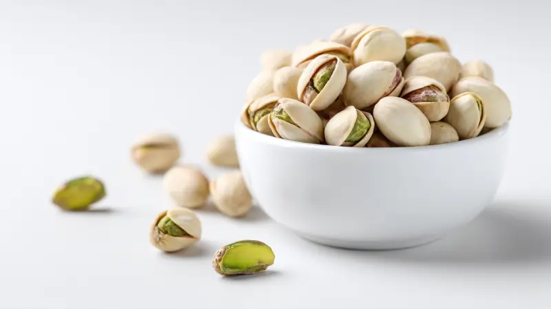 تصویر پسته فندقی در کاسه سفید. اوان تجارت