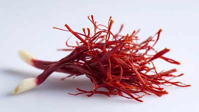 تصویری از زعفران پوشال با رشته های سرخ و سفیدی در انتهای رشته ها. اوان تجارت