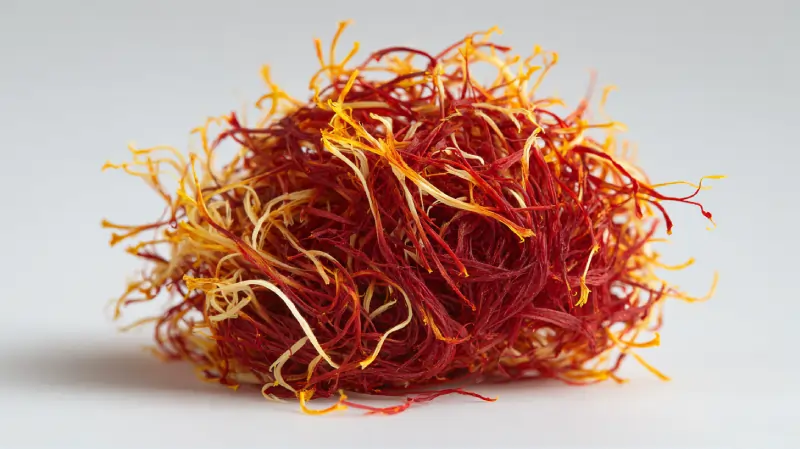 تصویر زعفران دسته(دخترپیچ) با ریشه های زرد و سفید(خامه) در تصویر. اوان تجارت