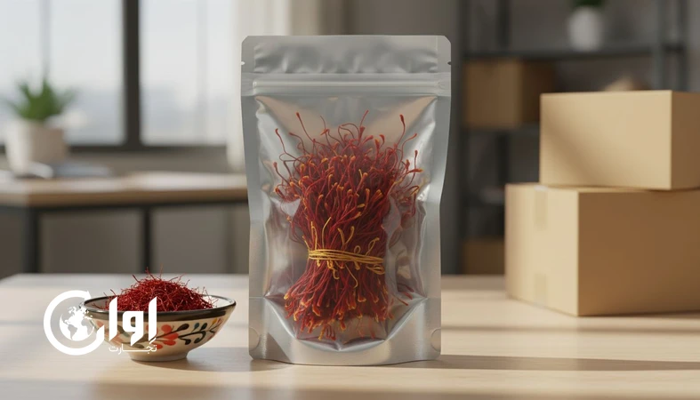 زعفران دخترپیچ بیرجند در بسته‌بندی پاکت و وکیوم برای صادرات و خرید عمده