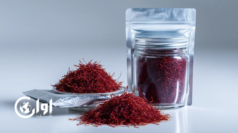 زعفران سوپر نگین بیرجند با بسته‌بندی عایق دما برای صادرات B2B و حفظ کیفیت در حمل‌ونقل