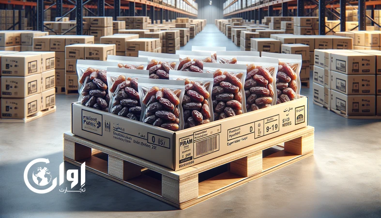 بسته‌بندی پاکت و وکیوم خرمای پیارم بوشهر برای صادرات با ماندگاری بالا توسط اوان تجارت