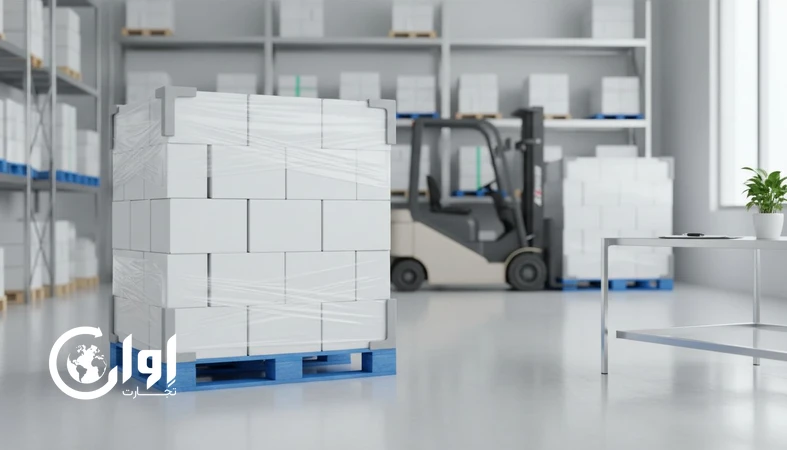 پالت‌بندی استاندارد صادرات مواد غذایی با چیدمان ایمن و بهداشتی | اوان تجارت