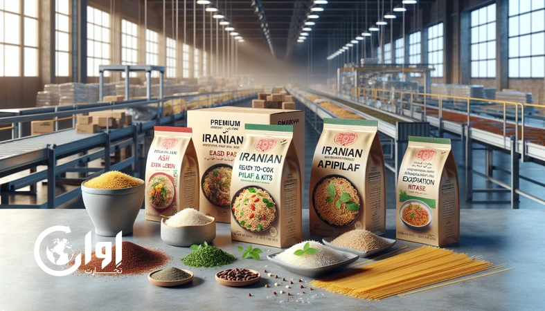 کیت‌های آماده‌پز صادراتی رشته آش و پلویی ایرانی همراه با حبوبات، سبزی خشک و ادویه در بسته‌بندی حرفه‌ای Ready to Cook