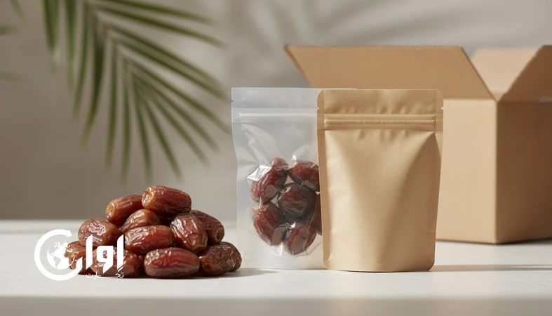 خرمای کبکاب فارس وکیوم در بسته‌بندی پاکتی صادراتی مناسب پرایوت لیبل و خرید عمده_اوان تجارت