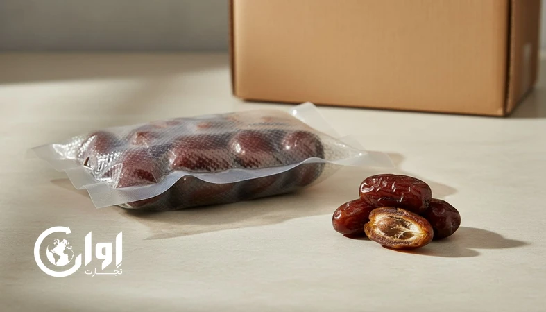 خرمای ربی کرمان با بسته‌بندی وکیوم پاکتی مناسب صادرات و خرید عمده B2B