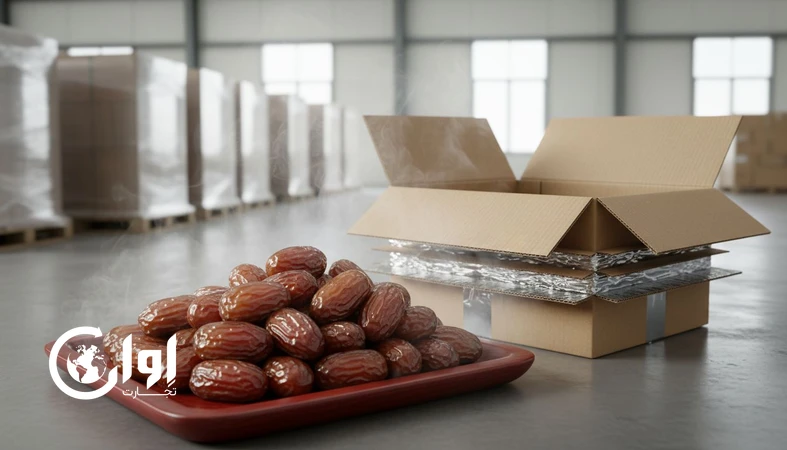خرمای مضافتی کرمان با بسته‌بندی عایق دما برای صادرات خرما و حفظ کیفیت در زنجیره سرد_اوان تجارت