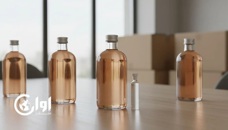 گلاب قمصر کاشان در بسته بندی بطری و شیشه برای صادرات عمده B2B با تاکید بر شفافیت و کیفیت