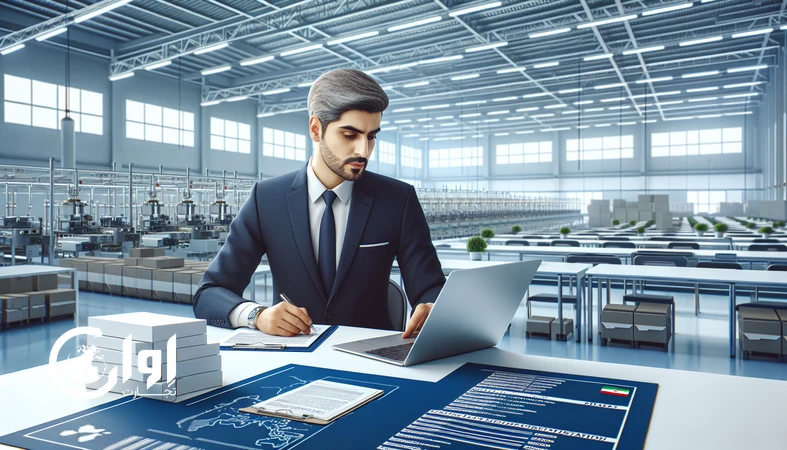 مدیر واحد غذایی در حال بررسی مدارک ثبت‌نام تأمین‌کننده و اسناد کامپلاینس برای ورود به زنجیره صادرات در اوان تجارت