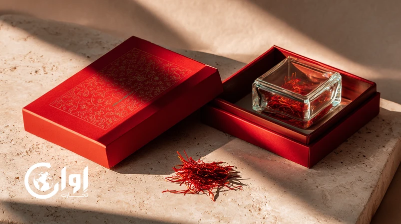 تصویر زعفران سوپر نگین تربت حیدریه با بسته‌بندی پریمیوم و کادویی مناسب صادرات_اوان تجارت