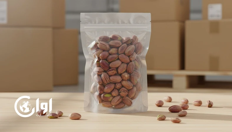 پسته احمد آقایی زرند با بسته‌بندی پاکت وکیوم برای خرید عمده و صادرات B2B