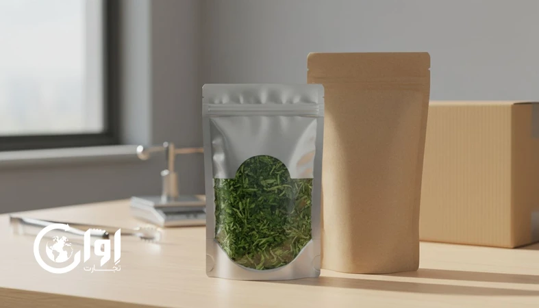 سبزی خشک خورشتی بسته بندی پاکت و وکیوم برای صادرات با نمای نزدیک از پاکت وکیوم و کیفیت محصول_اوان تجارت