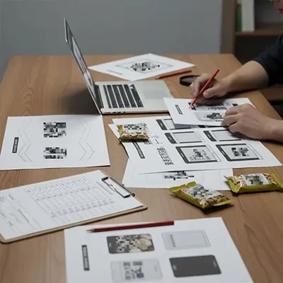 EvanTrade export team reviewing packaging artwork and labeling layout for China market, ensuring product specs, documentation alignment, and China-ready compliance before shipment