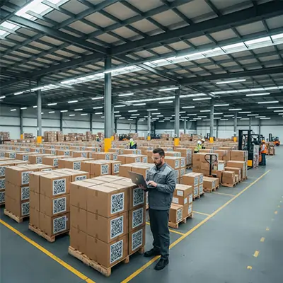 Warehouse management and export quality control at Evan Trade; structured packaging, traceability, and international order preparation.