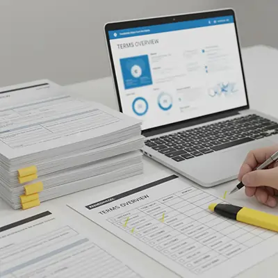 Terms, Incoterms, and document review at Evan Trade, ensuring aligned invoices, packing lists, and compliance files before shipment.