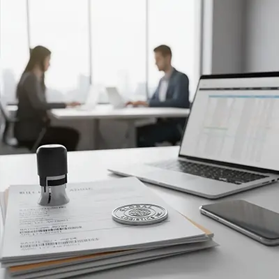 ملف مستندات التصدير إلى الكويت مع ختم اعتماد ضمن إجراءات أوان تجارة