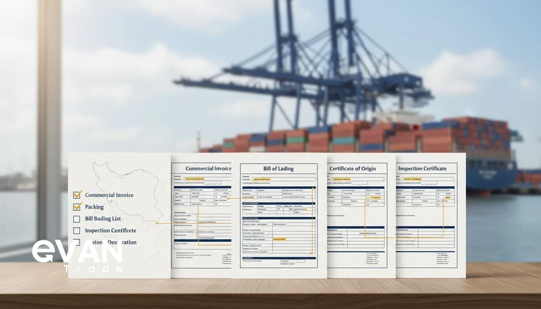 Document consistency check for Iran shipments showing aligned trade documents to prevent customs holds and delays