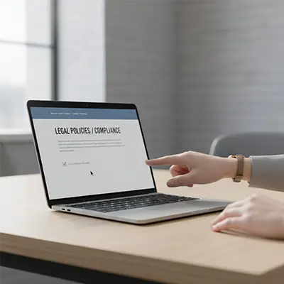 EvanTrade legal policies and compliance overview displayed on a laptop for export documentation and risk control.